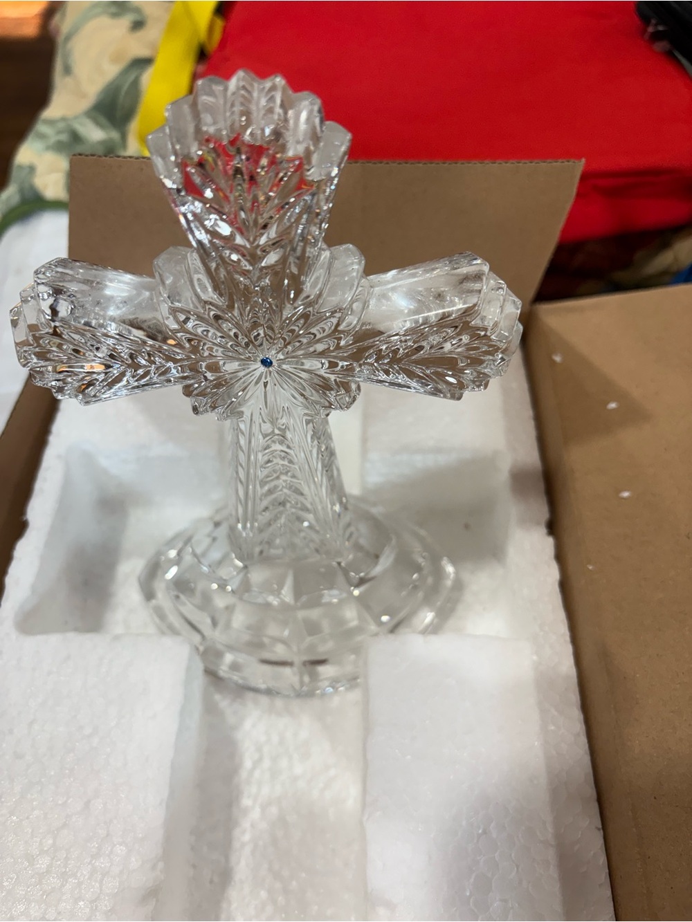 Clear Glass Decorative Cross Accent - Crystal-Style Home Art